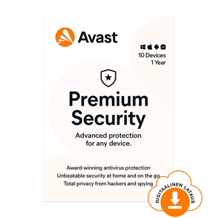 Avast Premium Security 10 laitteelle 1 vuosi