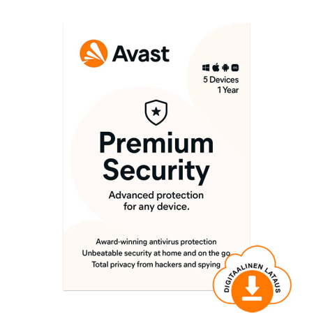 Avast Premium Security 5 laitteelle 1 vuosi – sähköinen lisenssi