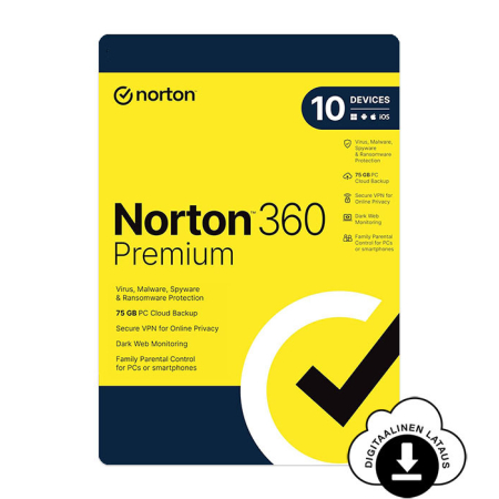 Norton 360 Premium 10 laitteelle tietoturva ohjelmisto