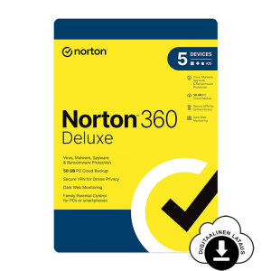Norton 360 Deluxe 5 laitteelle digitaalinen lisenssi 1 vuosi
