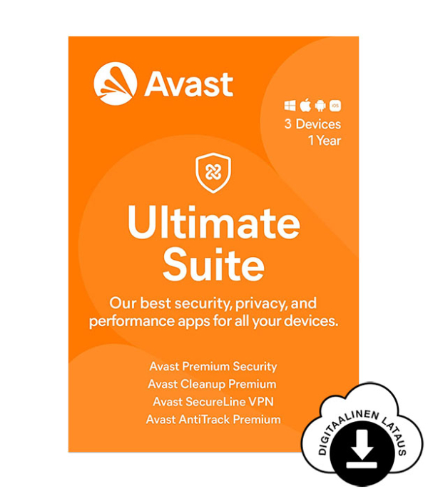 Avast Ultimate 3 laitteelle 12 kk aktivointikoodi
