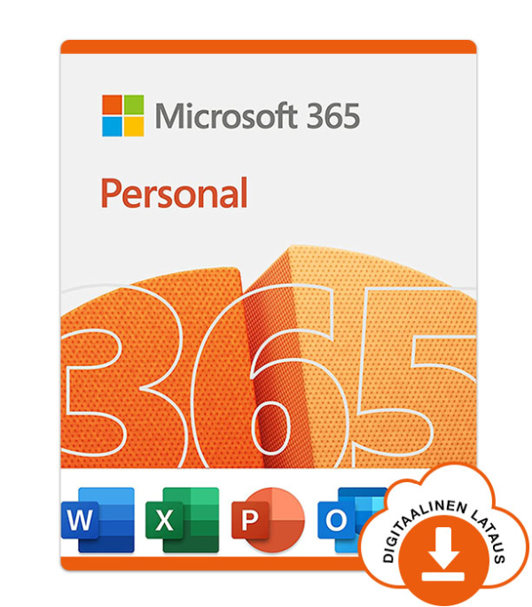 Microsoft 365 Personal Office paketti yhdelle k&auml;ytt&auml;j&auml;lle